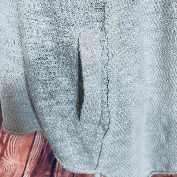 Women’s XS Sweater Cardigan Knox Rose Open Front Ivory Glitter Zip Sleeve Pocket - Picture 7 of 14